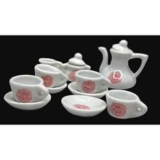 Vintage Pretty Port Ltd Miniature Tea Pot Sugar Creamer Dollhouse Tea Set