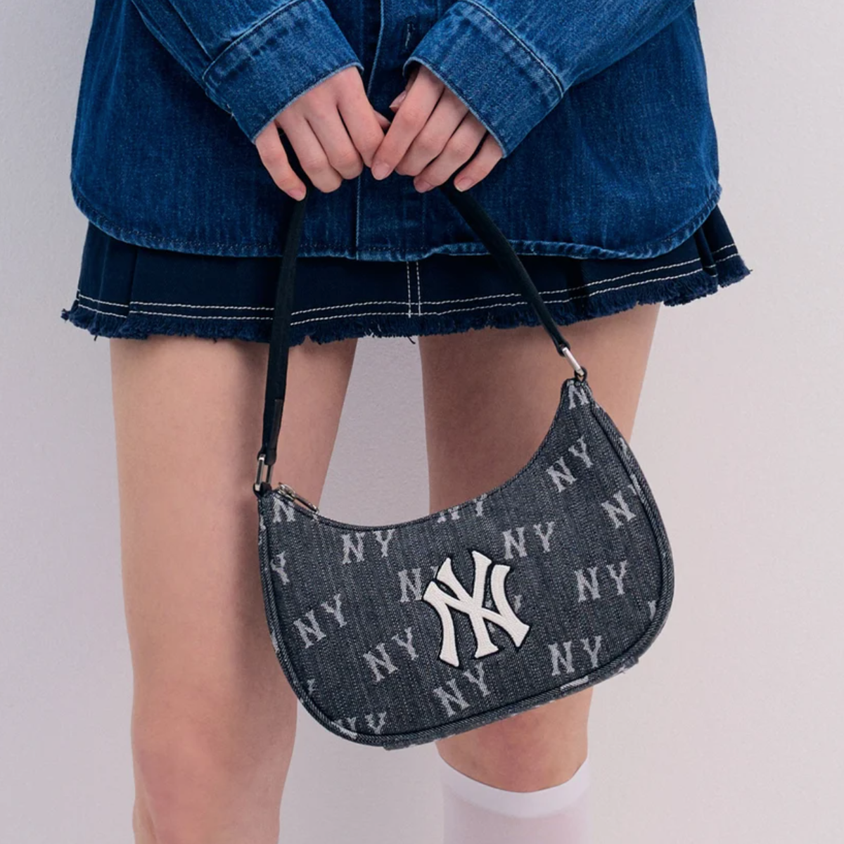 MLB KOREA] Classic Monogram Denim Hobo Bag - New York Yankees | eBay 