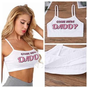 Letter-Print-Women-039-s-Sleeveless-Crop-Top-Vest-Casual-Tank-Tops-Blouse-T-Shirt