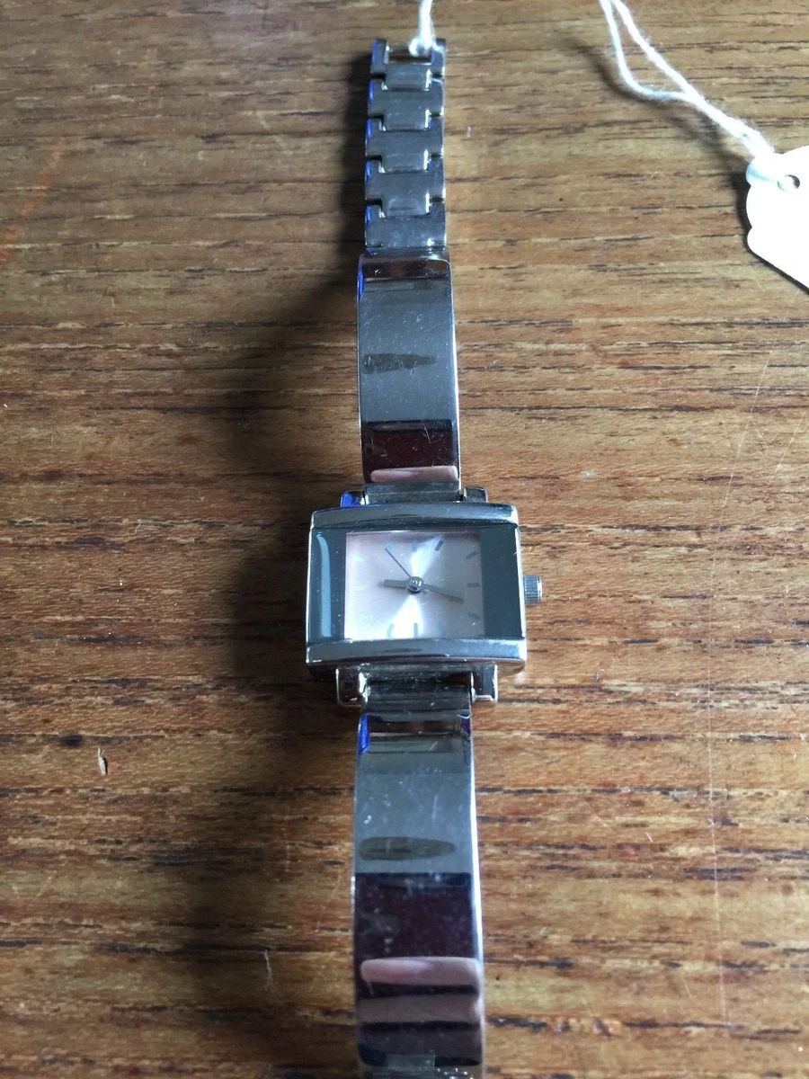 Ladies NEXT Square Faced SS Watch and Semi Bangle Band W467 2