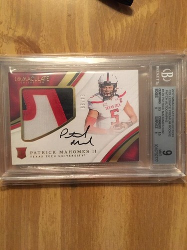 Patrick Mahomes  rookie auto. 2017 Immaculate BGS 9 / 10 No Grades Higher! Wow! - Picture 1 of 5