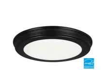 Commercial Electric 11 in. Matte Black 3-CCT LED Round Flush Mount (2-Pack)