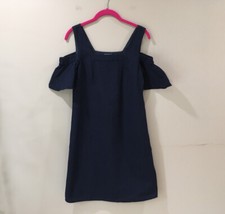NEW J.crew Shift Dress Basket Weave Off Shoulder solid Navy Casual Size Xxs