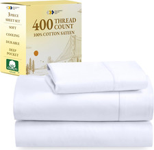 Luxury Twin XL Sheets Set - 400 Thread Count Soft Cotton, White Cooling Sheets