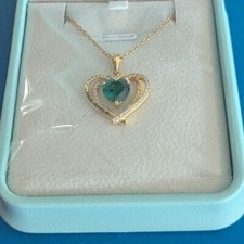 I Love You Heart Necklace May Birthstone Gold Plated Cubic Zirconia 18 In Chain