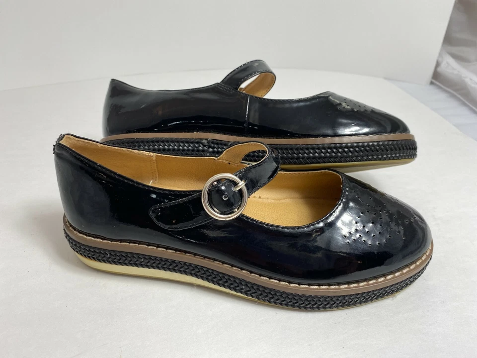 Zapatos para niña Lil Miz Ashley Mary Jane - negros brillantes con hebillas - talla 3 M Foto 4 de 4