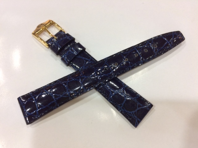 Gucci Dark Blue & Black Embossed GG Leather Watch Strap with patch GUCCI Watch Band 13mm 3800L 2200L 3000L Blue Lizard  main image 3