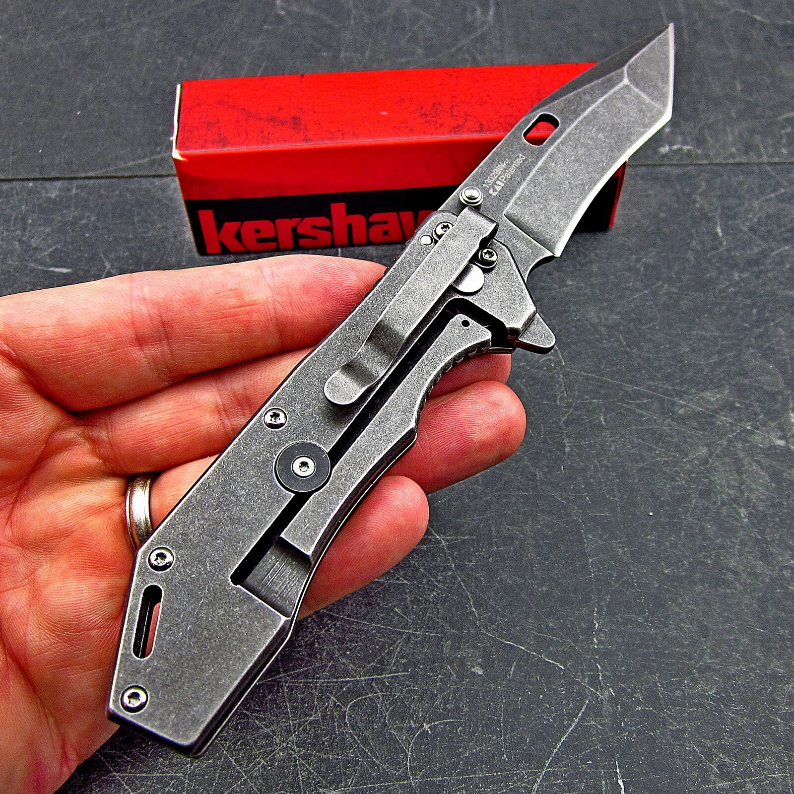 Kershaw Lifter Assisted Opening Blackwash Tanto Blade EDC Folding