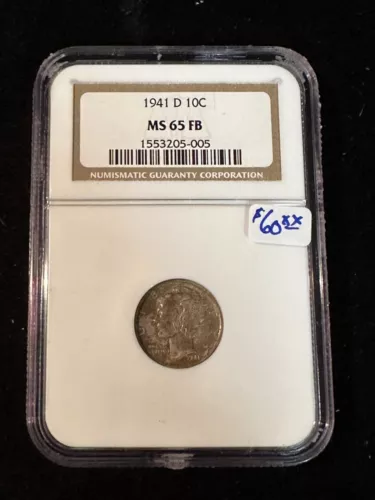 1941 D MERCURY DIME NGC MS 65 FB 005