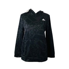 Adidas Hoodie Girl  s Size XL Black Pullover All Over Print Front Pocket Athletic