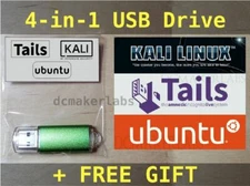 4-in-1 Multiboot USB w/ Tails OS, Kali Linux, Ubuntu LTS | Bootable Linux