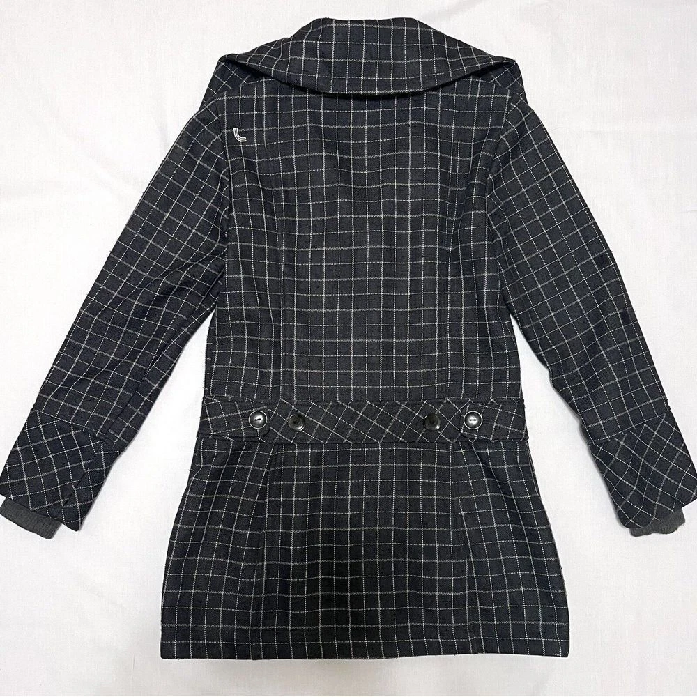lole pea coat windowpane check water repelant jacket