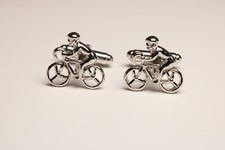 Cufflinks Cyclist Bicycle Road Bike Racing Novelty Chrome