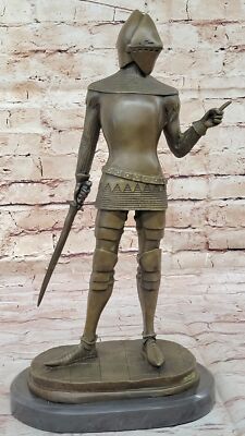 VINTAGE Signierte Clinet Ritterrüstung Bronze Statue Skulptur Figur