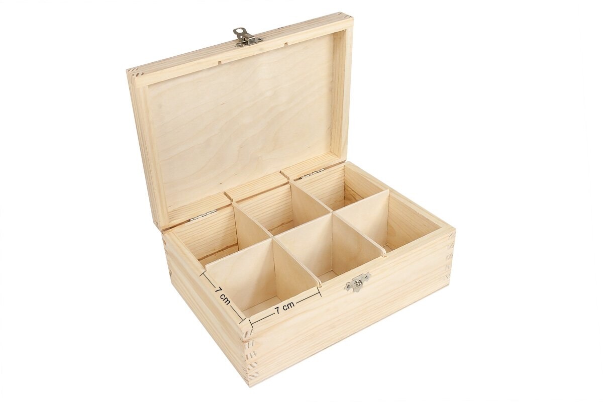 Organizador de caja de té de madera para 6 tipos de sabores de té con divisores