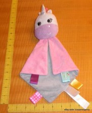 Bright Starts Pink Gray Purple Unicorn Security Blanket Lovey Rattle Silver Horn