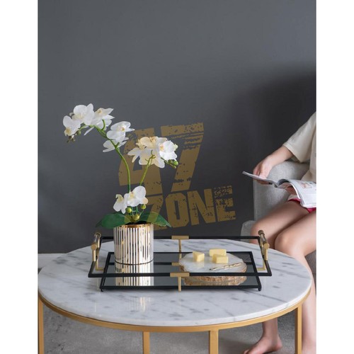 S/2 Tribute Black Gold Trays Indoor Outdoor Home Decor Tabletop Decoration - Picture 10 of 11