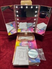 Tri-Fold Makeup Mirror with LED Lighting & Magnification