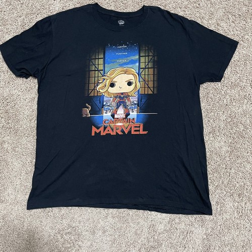 Captain Marvel Shirt Mens XL Black Funko POP Collector Corp Exclusive Superhero