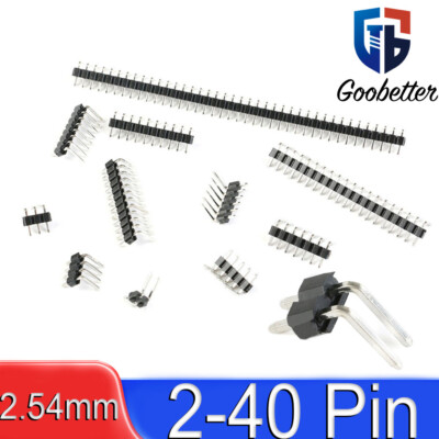 2 - 40 Pin Stiftleiste Pin header einreihig gewinkelt 2,54mm 0.1'' DIY 90° Winkel