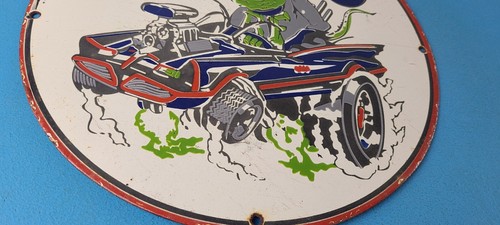 Vintage Rat Fink Porzellanschild - Batman Zapfsäule Platte Tankstellen Schild - Bild 6 von 15