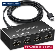 HDMI Splitter 1 in 4 Out 4K 4 Port HDMI Splitter Powered Video Splitter 4 Output