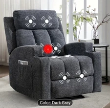 New Heated Dark Gray massage Recliner