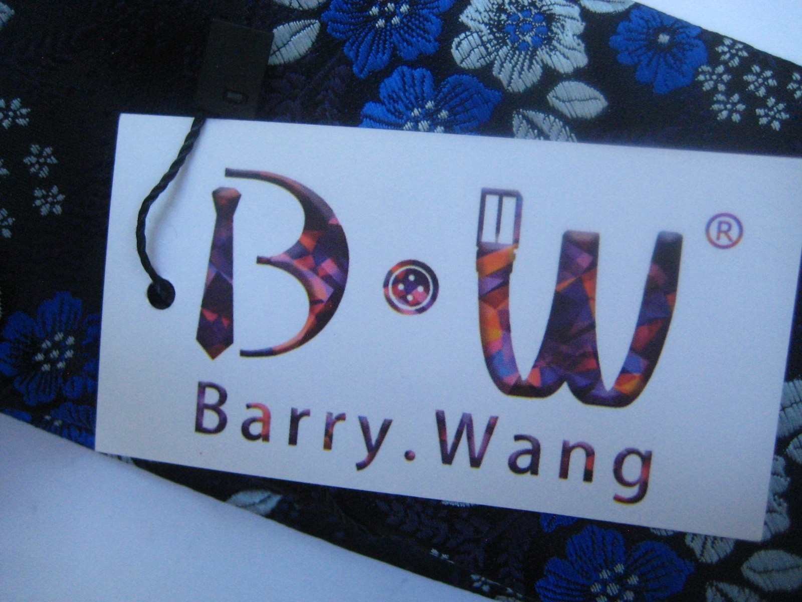 BARRY.WANG Silk Tie~Stunning Embossed Florals on Blue~BRAND NEW WITH TAG