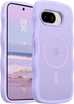 Cute Curly Wavy Anti-Slip Bumper Case for Google Pixel 9a 6.3'' - Light Purple
