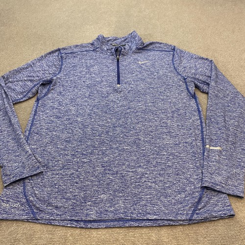 Nike Dri-FIT Laufpullover Herren Large blau meliert Half Zip 683485-456 - Bild 1 von 10