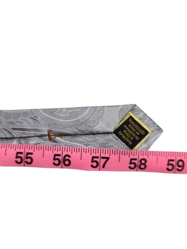 A4) DONALD TRUMP SILVER PAISLEY 100% SILK NECKTIE MADE IN CHINA - Picture 4 of 4