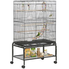 Image of PawHut Bird Cage, with Stand, Wheels, Toys, for Budgies, Finches, Parakeets