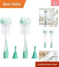 2 Pack Green Sponge Bottle Brushes - Ideal for Glass  Plastic Bottle Cleaning