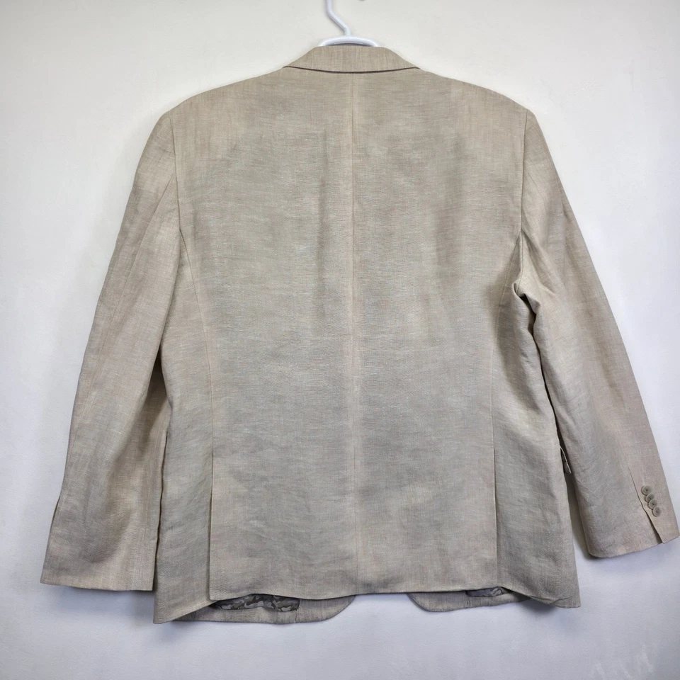 Blazer Joseph Abboud Para Hombres 48R Beige Lino Resort Costero Informal Chaqueta Preppy Foto 3 de 4