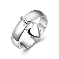 925 STERLING SILVER PLATED RING LOCKED HEART FINGER/THUMB FASHION RING