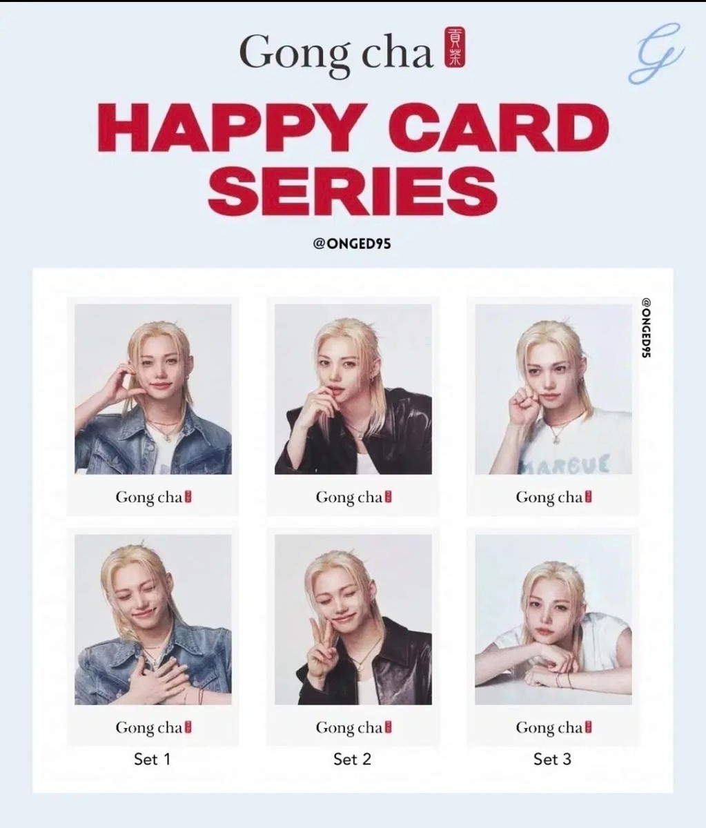 Stray Kids Felix x Gong Cha Official Happy Card - 2 Cards Random