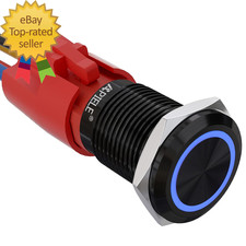 10 Amp 16Mm Latching Push Button Switch 12V Angel Eye LED Waterproof round