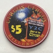 Circus Circus Casino Las Vegas Nevada NV $5 Chip Ceramic Millennium 2000