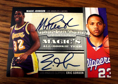 2008 TOPPS MAGIC'S ALL-ROOKIE TEAM MAGIC JOHNSON/ERIC GORDON 18/39 AUTO #MT-JG