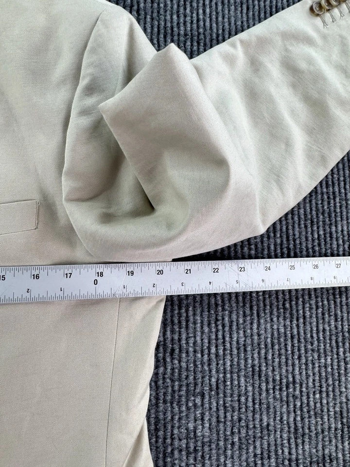 Chaqueta Traje Vintage Banana Republic 38 R Beige Algodón Lino Lona Diseñador Foto 2 de 4