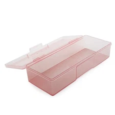 Transparent Box Storage Case for Nail Art Equipment Manicure Tool Pink 