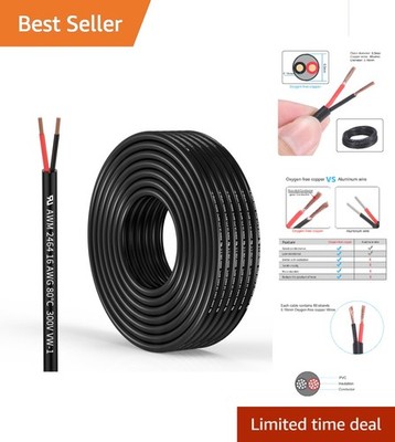 16 AWG Oxygen-Free Copper Electrical Wire - 32.8FT Flexible Low Voltage Cable