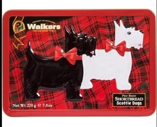 2 Walkers Shortbread Empty Cookie Tin Scottish Terrier Scottie Dog Free Ship New