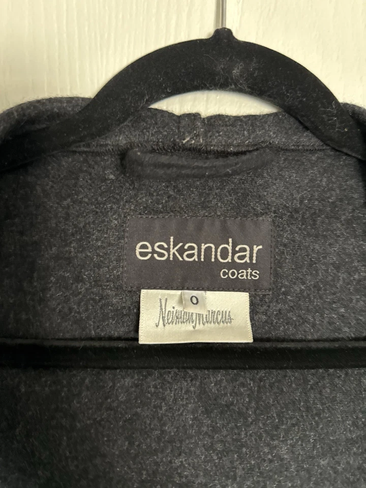 Eskandar Black Wool Cashmere Coat Neiman Marcus O One Size Made in England - Image 2 of 4