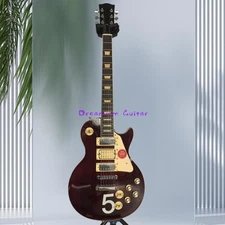 High Quality Brown Pete #5 LP Electric Guitar Wine Red Mahogany Neck Solid Body