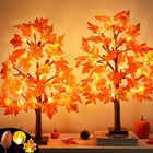 2 Pack 24 Inch Lighted Fall Tree for Fall Decorations with 48 LED Timer Batte...
