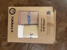 VYPERX 100 Muslin Cotton Fitted Crib Sheets 2 Pack Pink White