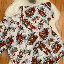 Winter-Themed Holiday Print Scrub Top