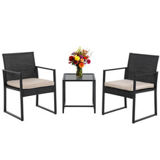 Fdw 3 Pieces Outdoor Patio Wicker Furniture Set Modern Rattan Chair Bistro Set