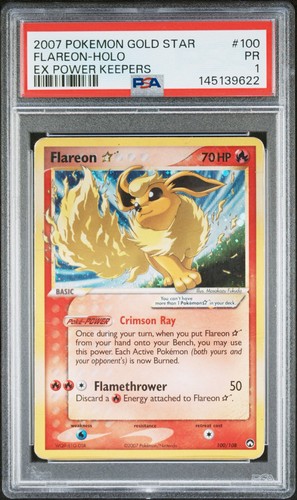 2007 Pokemon Gold Star Flareon Holo EX Power Keepers PSA 1